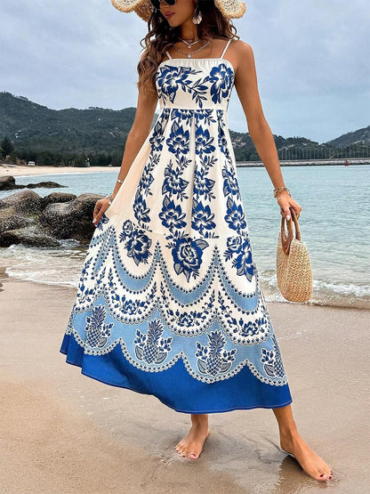 Azure Bloom Midi Dress