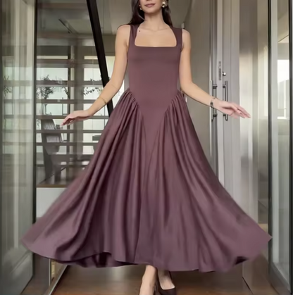 Minimalist Retro Square Neck Dress