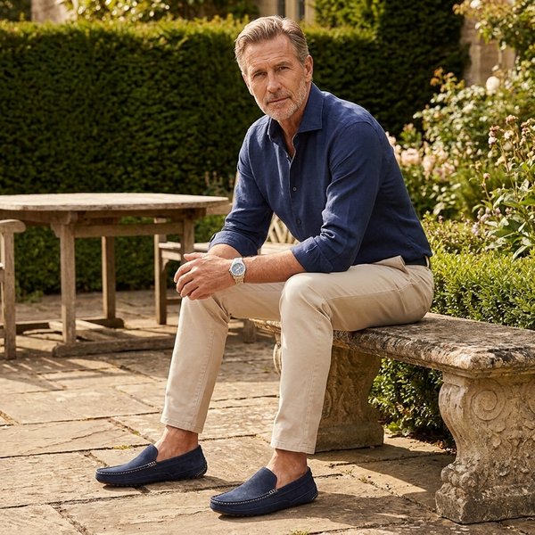 Richard wearing the Maren Slip Loafer