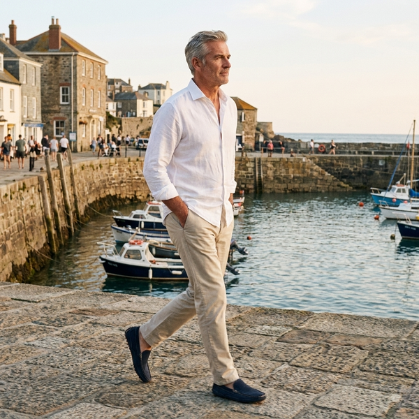 Robert wearing the Maren Slip Loafer