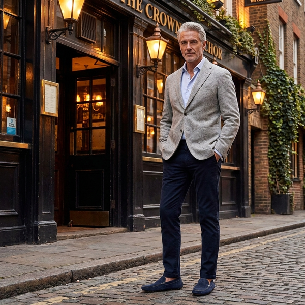 David wearing the Maren Slip Loafer